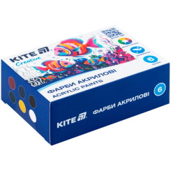 Канцтовары - Краски акриловые Kite Creative 6 цветов (K-271)