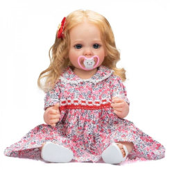 Ляльки - Силіконова колекційна лялька Reborn Doll Дівчинка Лілі Повністю Анатомічна Висота 55 см (607)