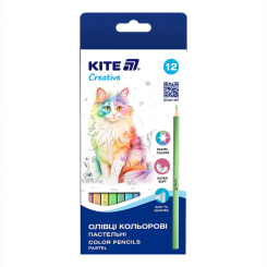 Канцтовари - Олівці кольорові Kite Creative Pastel 12 кольорів (K-451)