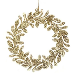 Аксесуари для свят - Підвіска новорічна Flora Віночок Золотий (12250) (MR35240)