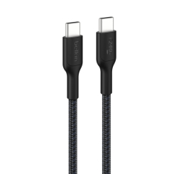 Павербанки - Кабель Belkin USB-C > USB-C зарядка/синхронизация 240Вт Type-C плетеный черный (CAB025HQ1MBK)