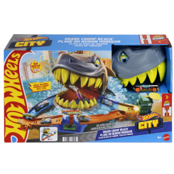 Автотреки - Ігровий набір Hot Wheels City Пляжна атака акули (JHL96)