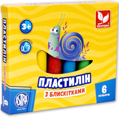 Набори для ліплення - Пластилін восковий Школярик з блискітками 6 кольорів (303109001-UA)