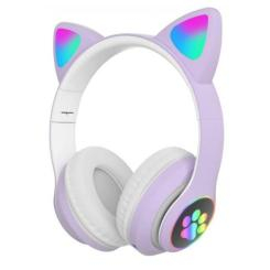 Портативные колонки и наушники - Полноразмерные наушники беспроводные Cat Headset M23 Bluetooth с RGB подсветкой и кошачьими ушками Purple (CPK 7695/2)