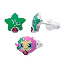 Ювелирные украшения - Серьги UmaUmi Козорог с бордовым талисманом (2210000015449)