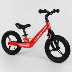 Біговели - Біговел дитячий з надувними колесами, магнієвою рамою та магнієвим кермом Corso Red/Black (66650) (100007)