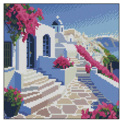 Мозаїка - Алмазна картина Strateg Грецький краєвид (4823113898670)