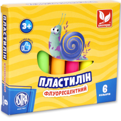 Наборы для лепки - Пластилин восковой Школярик флуоресцентный 6 цветов (83811906-UA)