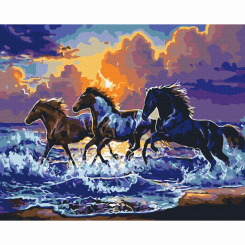Товари для малювання - Картина за номерами Brushme Табун чорних скакунів (BS34306)