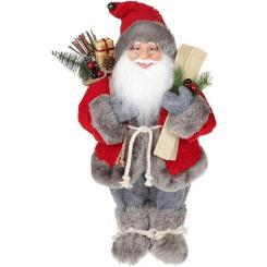 Аксессуары для праздников - Новогодняя фигурка Санта с лыжами 41см красный BonaDi DP73679