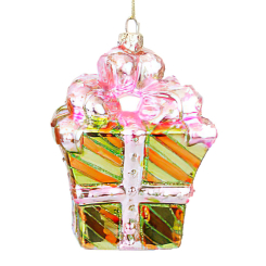 Аксесуари для свят - Підвіска новорічна BonaDi Подарунок 11,5 см Рожево-золотистий (172-904) (MR62255)