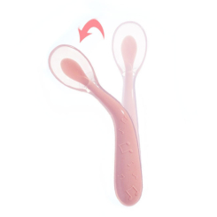 Товари для догляду - Ложка силіконова з утриманням форми вигину для годування дитини Рожевий (n-792)