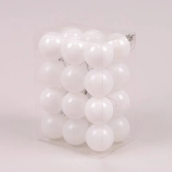 Аксессуары для праздников - Набор пластиковых белых новогодних шаров Flora 24 шт D-5см. 44413 белые(MR08767)