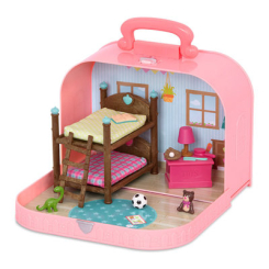 Аксесуари для фігурок - Ігровий набір Li'l Woodzeez Кейс рожевий Двоповерхове ліжко (WZ6597Z)