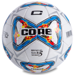 Спортивные активные игры - Мяч футбольный planeta-sport №5 PU CORE PREMIER CR-047 Белый-голубой (CR-048)