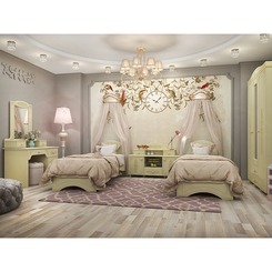 Дитячі меблі - Спальня для двох дівчаток Меблі UA Белль Ассоль санті прованс кантрі МДФ19мм + ДСП18мм Ваніль (42109)