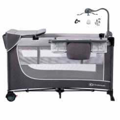 Манежи - Кровать-манеж с пеленатором Kinderkraft Leody Grey (KCLEOD00GRY00AC)