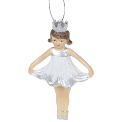 Аксесуари для свят - Фігурка-підвіска BonaDi Балерина-малятко у поклоні 8,5 см Сріблястий з білим (707-033) (MR62782)