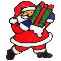 Аксесуари для свят - Силіконова наклейка на скло "Санта Клаус з подарунком" Bambi 13-63-07 20 х 15 см (63704)