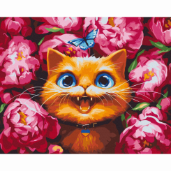 Товари для малювання - Картина за номерами Brushme Мур в піонах (BS53696) Товари для малювання - Картина за номерами Brushme Мур в піонах (BS53696)