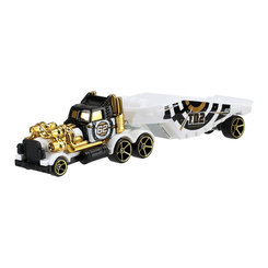 Автотреки, паркінги та гаражі - Вантажівка-трейлер Hot wheels Track stars Золотий турбо звір 1:64 (BFM60/CGJ43)