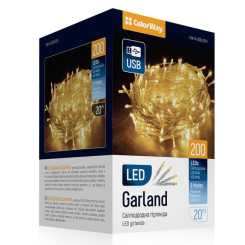 Мебель для геймеров - ​Светодиодная гирлянда СolorWay LED 200 20м 8 функций теплый цвет USB (CW-G-200L20U)