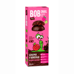 Сладости - Натуральные конфеты Bob Snail Яблочно-малиновые в бельгийском черном шоколаде (4820219341307)