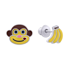 Ювелірні прикраси - Сережки UMa&UMi Zoo Мавпочка з бананами (0010000015775)