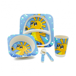 Чашки, склянки - Набір дитячого посуду Stenson MH-2770-18 морський кінь 5 предметів (010865)