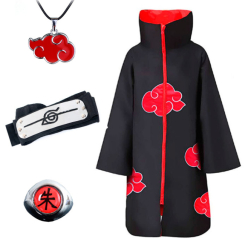Костюмы и маски - Набор Наруто Акацуки: Плащ Акацуки 155 см кольцо Итачи повязка кулон Акацуки - Naruto 12300