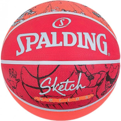 Спортивные активные игры - Мяч баскетбольный резиновый №7 Spalding Sketch Drible Красный (689344406145) (84381Z)