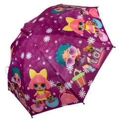 Парасольки і дощовики - Дитячий парасолька-тростина напівавтомат "LOL" Flagman фіолетовий зі сніжинками N147-2