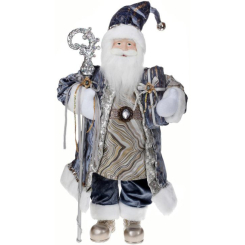Аксессуары для праздников - Новогодняя фигурка Санта с посохом 60см (мягкая игрушка), серо-голубой Bona DP73684
