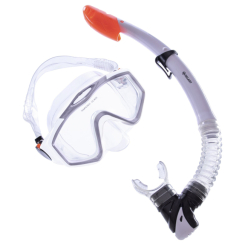 Для пляжа и плавания - Набор для плавания маска с трубкой Zelart M153-SN124-PVC Белый-серый (PT0879)