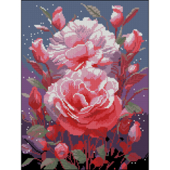 Мозаїка - Алмазна картина Strateg Яскраві троянди 30 х 40 см (FZ3040-20)
