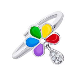 Ювелірні прикраси - Каблучка UmaUmi Flowers Ромашка кольорова та підвіскою з фіанітами (2210000018518) Ювелірні прикраси - Каблучка UmaUmi Flowers Ромашка кольорова та підвіскою з фіанітами (2210000018518)