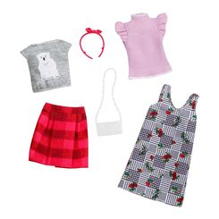 Одежда и аксессуары - Одежда Barbie Два наряда Платье и юбка в клетку (FYW82/FXJ67)