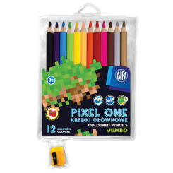Канцтовари - Олівці Школярик Джамбо Pixel one круглі 12 кольорів (312221005-UA)