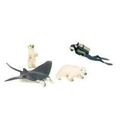 Фігурки тварин - Набір фігурок Kids Team Морські мешканці Біла ведмедиця з ведмедиком та скат (Q9899-P26/1)