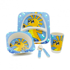 Чашки, стаканы - Набор детской посуды Stenson MH-2770-18 морской конь 5 предметов (010865)