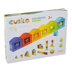 Блочные конструкторы - Деревянный конструктор Cubika Цветные домики (14866)