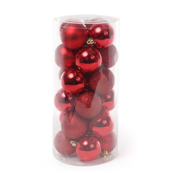 Аксесуари для свят - Набір пластикових новорічних кульок Flora 24 шт D-6 см (11638) (MR35194)