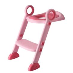 Товары по уходу - Детское сиденье со ступеньками на унитаз Babyhood с полиуретановым кольцом розовое (BH-122P)