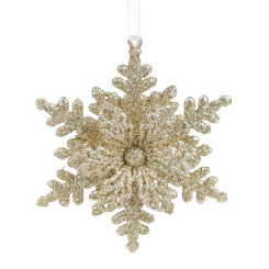 Аксессуары для праздников - Подвеска новогодняя Flora Снежинка 11 см Золотистый (11307) (MR62701)