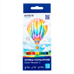 Канцтовари - Олівці кольорові Kite Classic 12 кольорів (K-051)