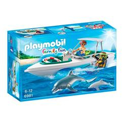 Конструктори з унікальними деталями - Набір Playmobil Family fun Моторний човен з дайвером (6981) (6081007)
