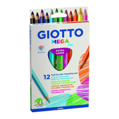 Канцтовари - Олівці кольорові Fila Giotto Mega tri 12 кольорів (220600)
