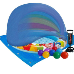 Для пляжу і плавання - Дитячий надувний басейн Intex 57424-3 Вінні Пух 102 х 69 см з навісом із кульками 10 шт тентом підстилкою насосом