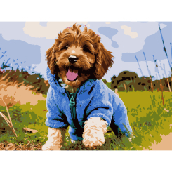 Товари для малювання - Картина за номерами Strateg Цуценя на прогулянці 30 х 40 см (SS-1308)