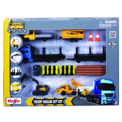 Транспорт і спецтехніка - Ігровий набір Maisto Mini work machines Синя вантажівка-тягач із причепом (12630/2)